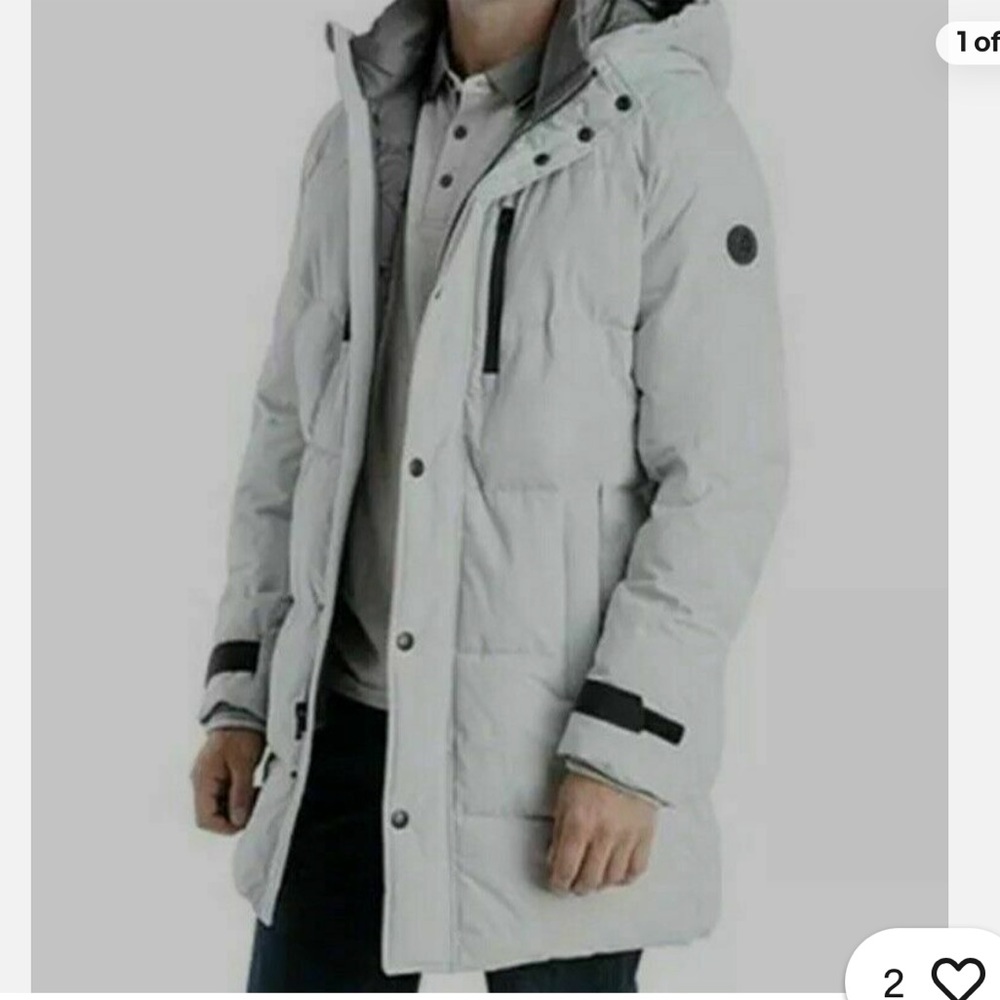 Michael Kors Men's Gray Hooded Warm Quilted Puffer Parka Jacket Coat